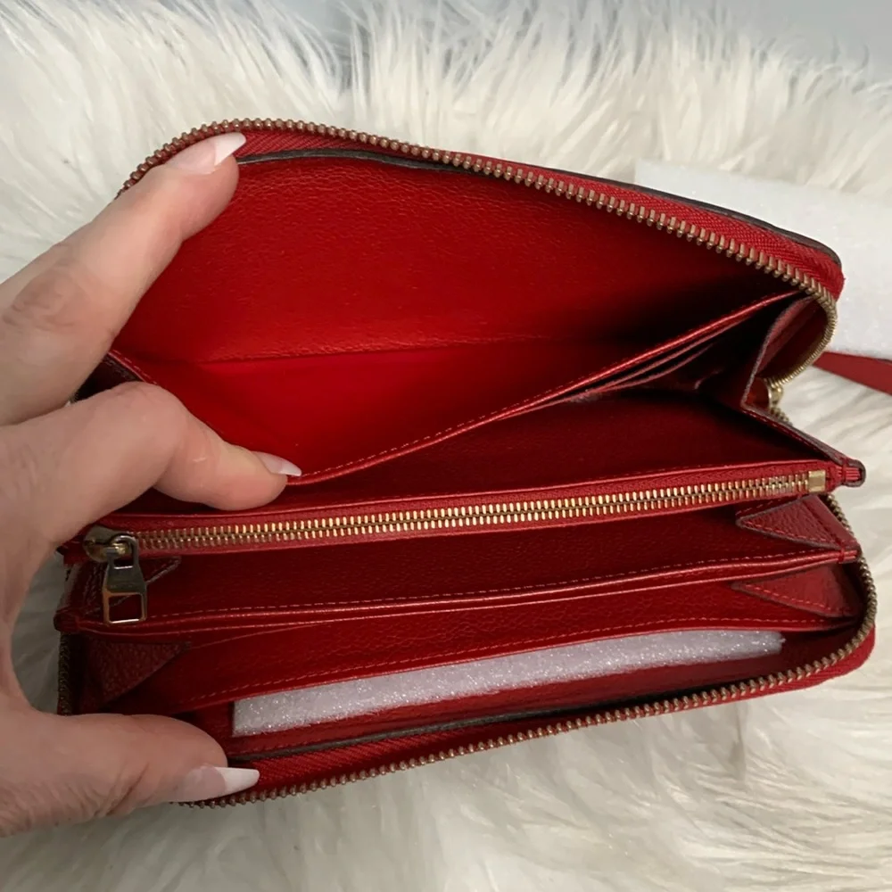 2015 authentic Louis Vuitton red empreinte leather zippy